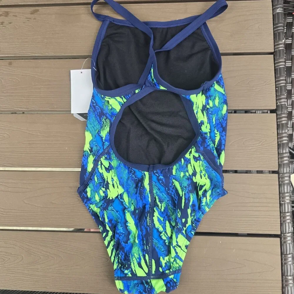 TYR DuraFast Lite Brandello Diamondfit 1 Pc Swim Blue/green Womens Sz 28 New